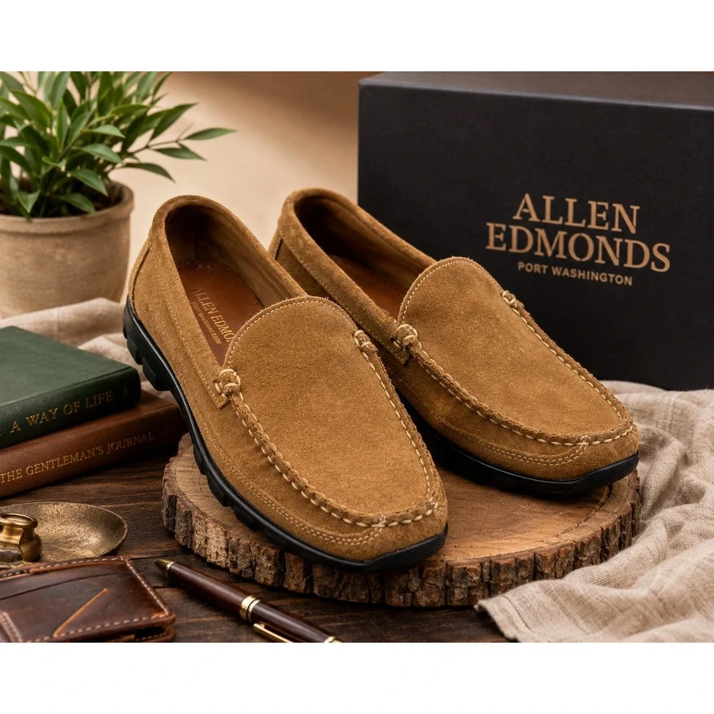 Allen Edmonds Boulder Brown Suede Loafers Men's Size 7